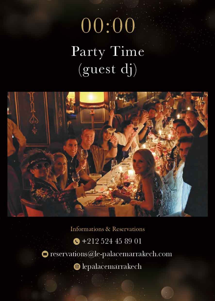 Candlelit Art Deco fine dining room and luxury supper club at Le Palace Marrakech in Hivernage